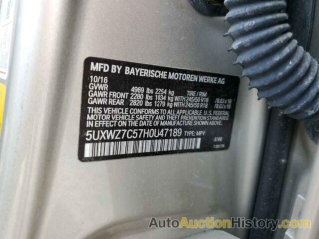 BMW X3 SDRIVE28I, 5UXWZ7C57H0U47189