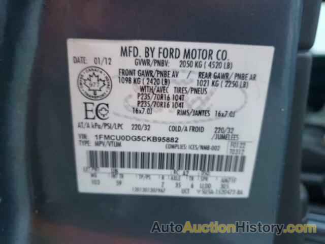 FORD ESCAPE XLT, 1FMCU0DG5CKB95882