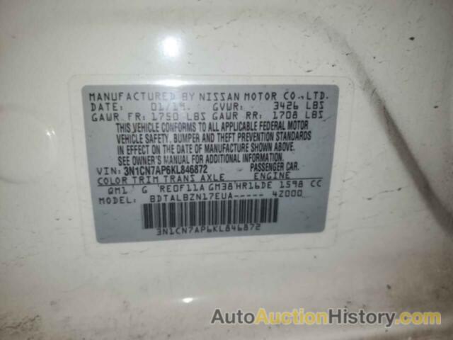 NISSAN VERSA S, 3N1CN7AP6KL846872