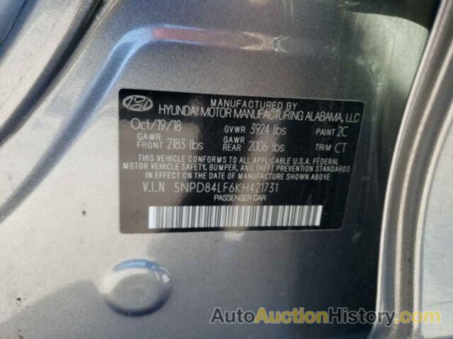 HYUNDAI ELANTRA SEL, 5NPD84LF6KH421731