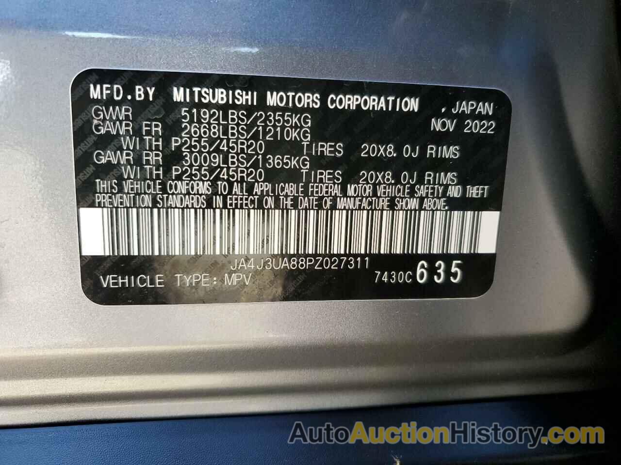 MITSUBISHI OUTLANDER SE, JA4J3UA88PZ027311