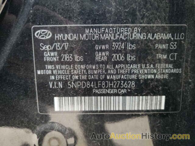 HYUNDAI ELANTRA SEL, 5NPD84LF8JH273628