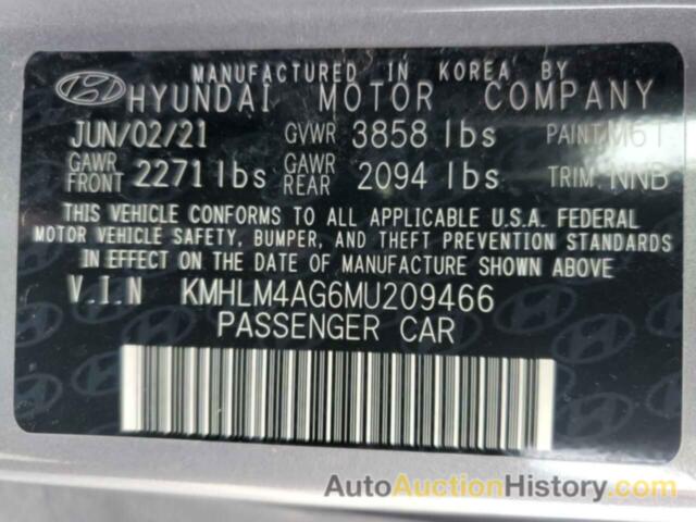 HYUNDAI ELANTRA SEL, KMHLM4AG6MU209466