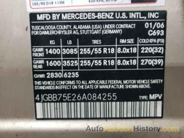 MERCEDES-BENZ M-CLASS 500, 4JGBB75E26A084255