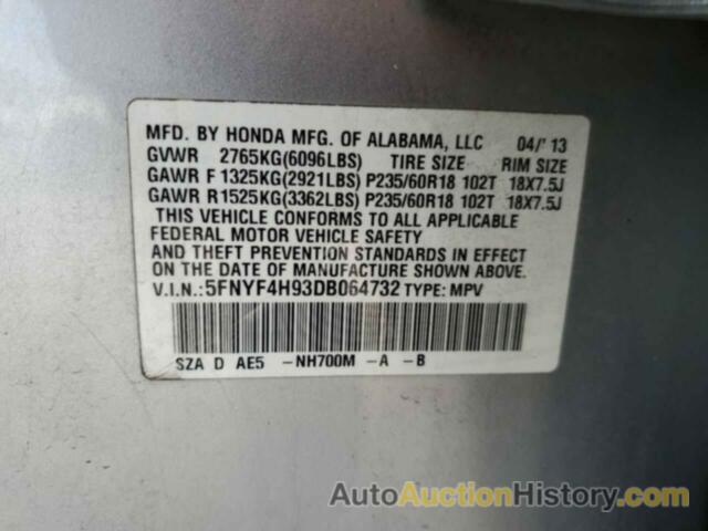 HONDA PILOT TOURING, 5FNYF4H93DB064732