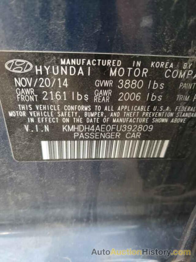 HYUNDAI ELANTRA SE, KMHDH4AE0FU392809