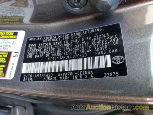 TOYOTA CAMRY LE, 4T1C11AK3LU370433