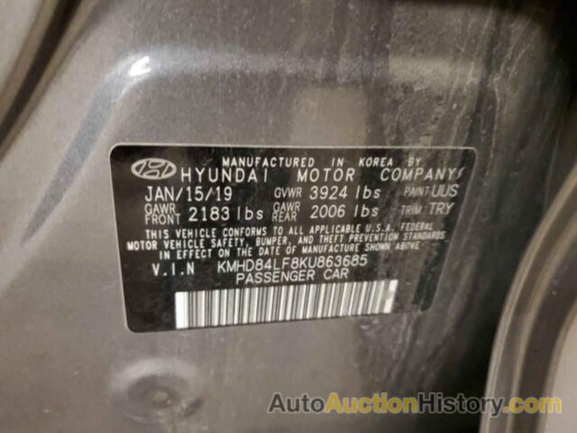 HYUNDAI ELANTRA SEL, KMHD84LF8KU863685