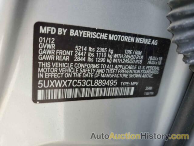 BMW X3 XDRIVE35I, 5UXWX7C53CL889495