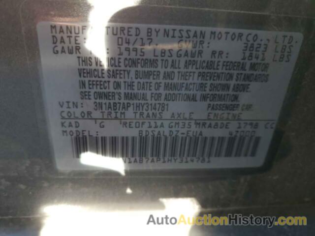 NISSAN SENTRA S, 3N1AB7AP1HY314781