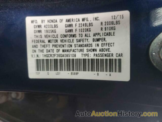 HONDA ACCORD LX, 1HGCR2F36GA085108