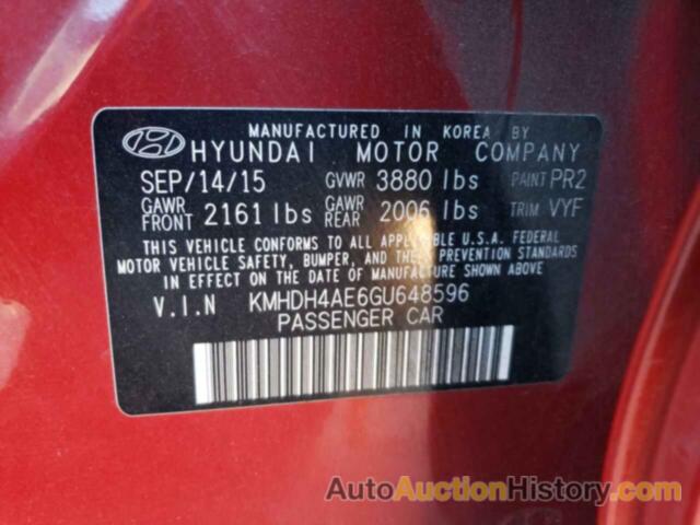 HYUNDAI ELANTRA SE, KMHDH4AE6GU648596