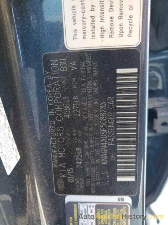 KIA OPTIMA HYBRID, KNAGN4AD8F5088233