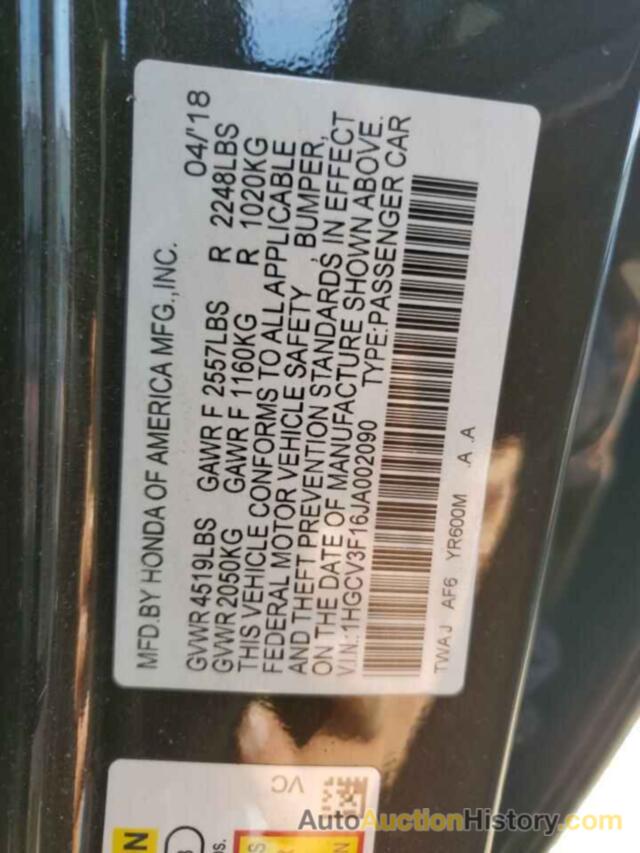 HONDA ACCORD HYBRID, 1HGCV3F16JA002090