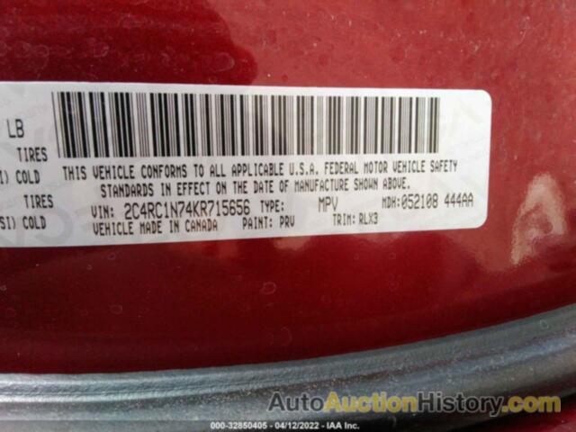 CHRYSLER PACIFICA HYBRID LIMITED, 2C4RC1N74KR715656