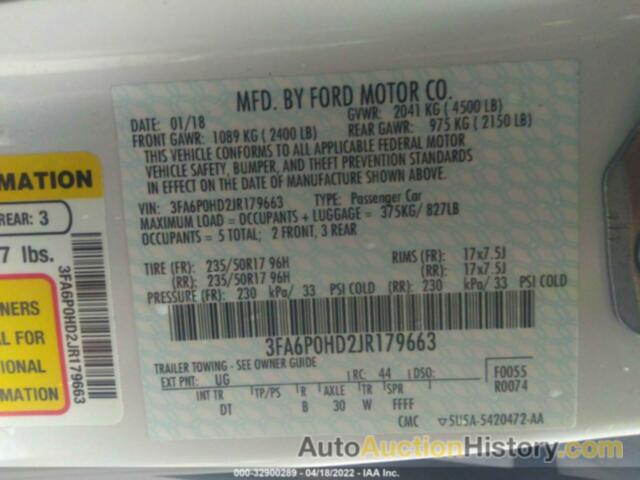 FORD FUSION SE, 3FA6P0HD2JR179663