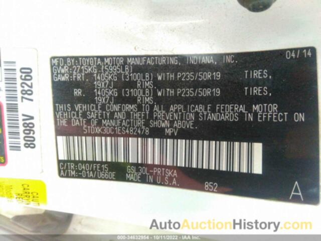 TOYOTA SIENNA SE 8 PASSENGER, 5TDXK3DC1ES482478