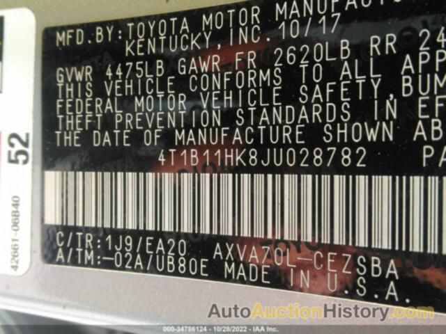 TOYOTA CAMRY SE, 4T1B11HK8JU028782