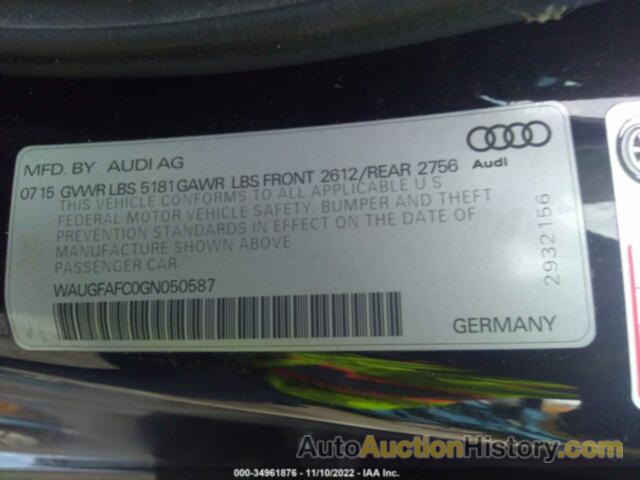 AUDI A6 2.0T PREMIUM PLUS, WAUGFAFC0GN050587