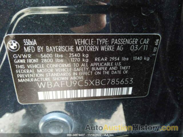 BMW 550I XDRIVE, WBAFU9C5XBC785653