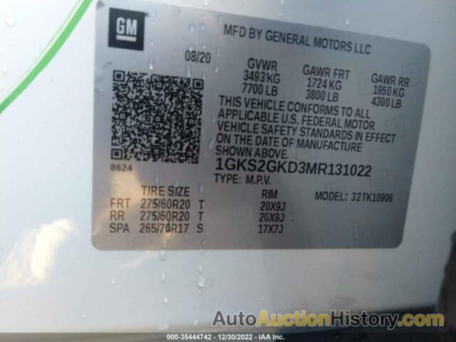 GMC YUKON XL 4WD SLT, 1GKS2GKD3MR131022