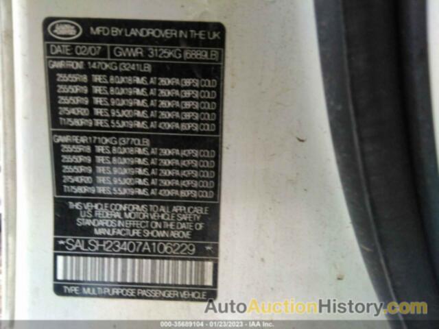 LAND ROVER RANGE ROVER SPORT SUPERCHARGED, SALSH23407A106229