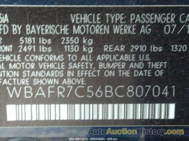 BMW 535I, WBAFR7C56BC807041