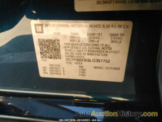 GMC SIERRA 1500 2WD  SHORT BOX SLE, 3GTP8BEK5LG397752