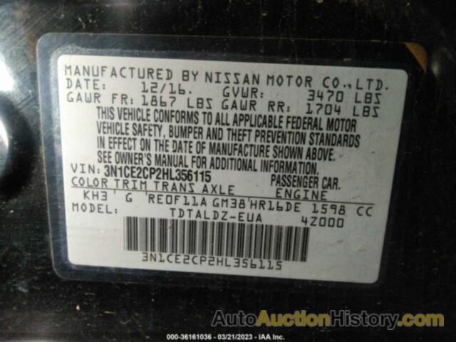 NISSAN VERSA NOTE SV, 3N1CE2CP2HL356115