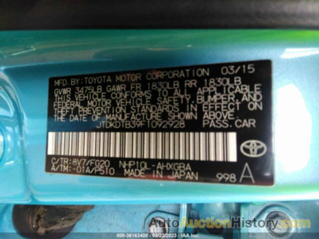 TOYOTA PRIUS C THREE, JTDKDTB39F1092928