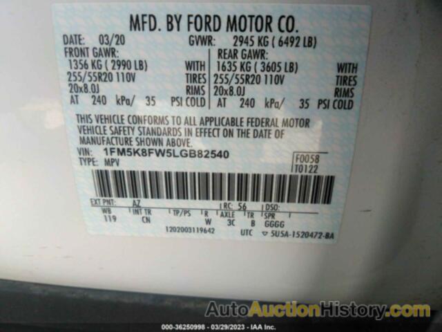 FORD EXPLORER LIMITED, 1FM5K8FW5LGB82540