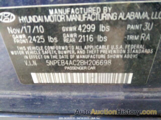 HYUNDAI SONATA GLS, 5NPEB4AC2BH206698