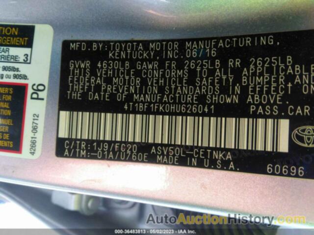 TOYOTA CAMRY LE, 4T1BF1FK0HU626041