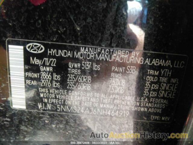 HYUNDAI SANTA FE SEL, 5NMS24AJ6NH464919