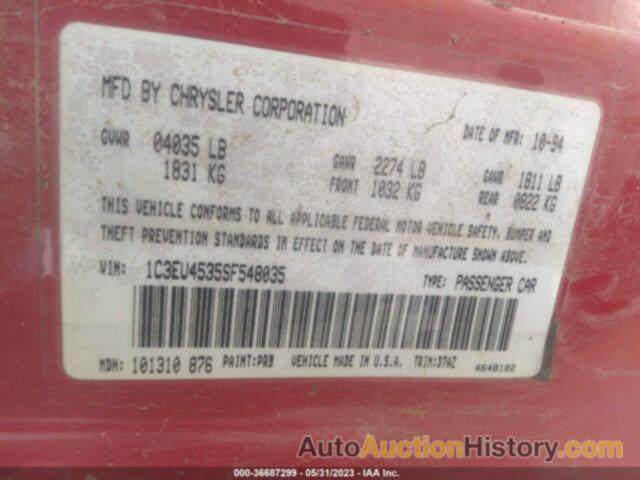 CHRYSLER LEBARON GTC, 1C3EU4535SF548035