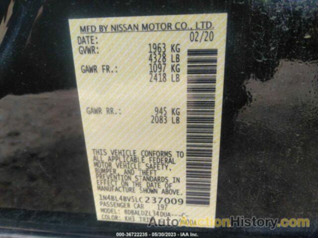 NISSAN ALTIMA S FWD, 1N4BL4BV5LC237009