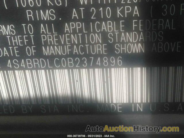 SUBARU OUTBACK 3.6R LIMITED, 4S4BRDLC0B2374896