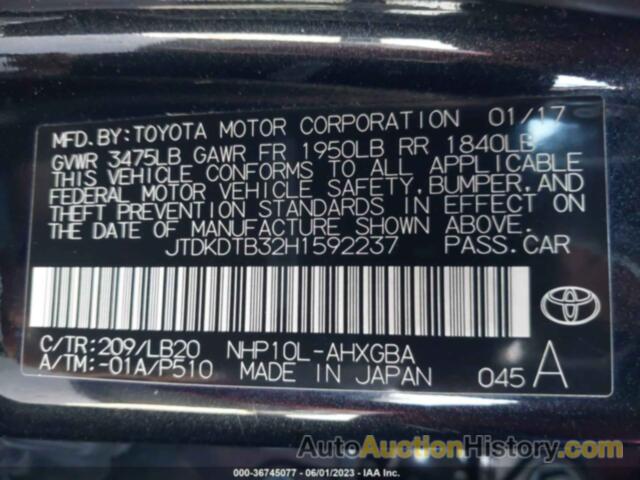 TOYOTA PRIUS C FOUR, JTDKDTB32H1592237