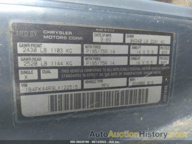 DODGE GRAND CARAVAN SE, 1B4FK44R9LX122515