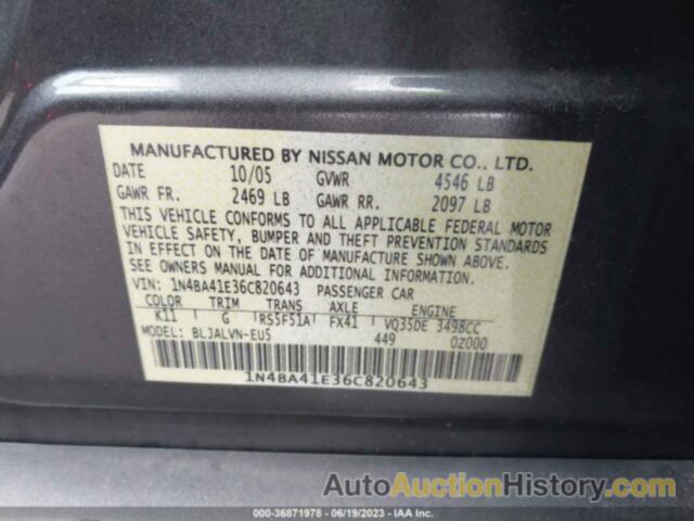 NISSAN MAXIMA 3.5 SE, 1N4BA41E36C820643