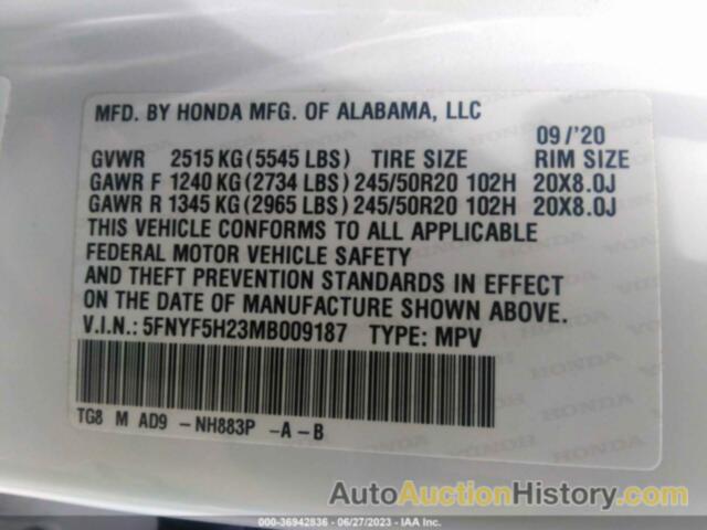 HONDA PILOT 2WD SPECIAL EDITION, 5FNYF5H23MB009187