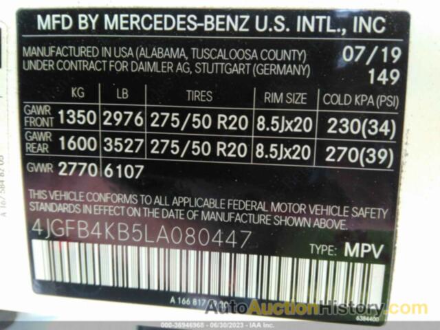 MERCEDES-BENZ GLE 350, 4JGFB4KB5LA080447