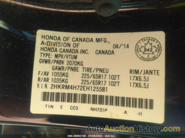 HONDA CR-V EX-L, 2HKRM4H72EH125581