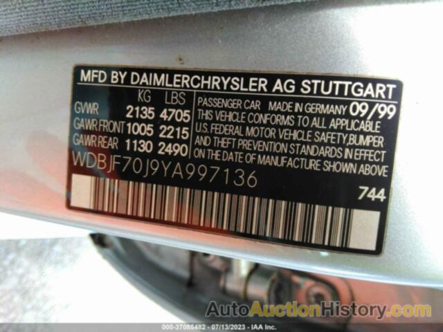 MERCEDES-BENZ E 430, WDBJF70J9YA997136