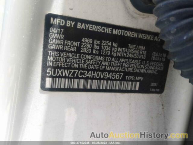 BMW X3 SDRIVE28I, 5UXWZ7C34H0V94567