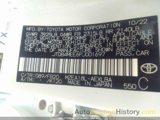 TOYOTA COROLLA LE, JTDB4MEE6PJ001697