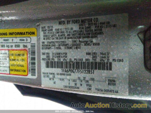 FORD FUSION S, 1FA6P0G77F5122851