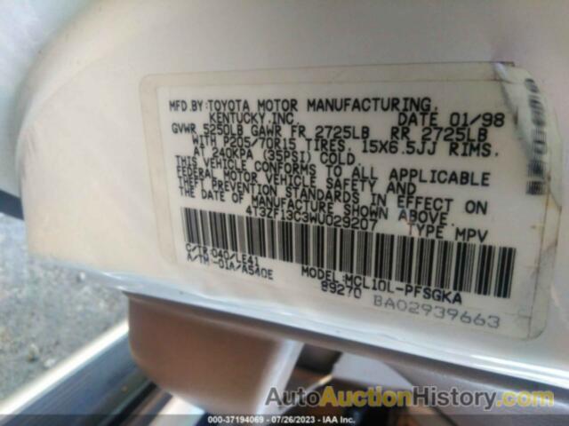 TOYOTA SIENNA XLE, 4T3ZF13C3WU029207