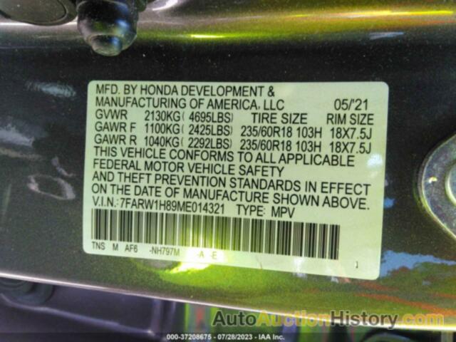 HONDA CR-V 2WD EX-L, 7FARW1H89ME014321