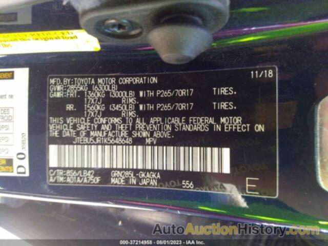 TOYOTA 4RUNNER SR5 PREMIUM, JTEBU5JR1K5648648